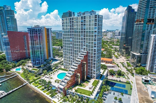 view of city with a water view