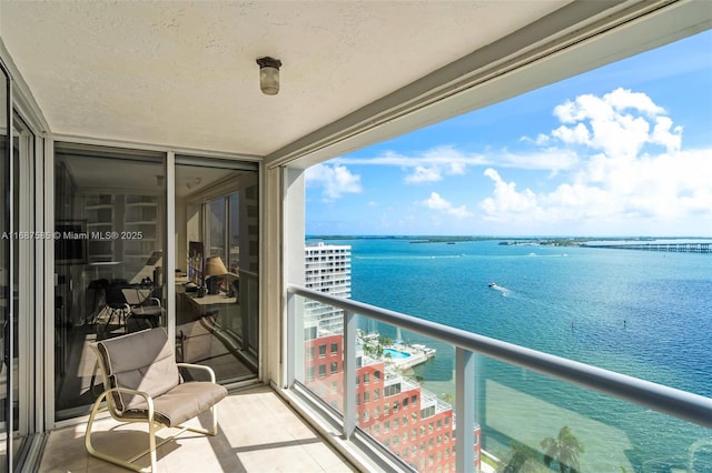 balcony with a water view