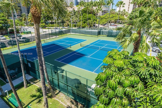 view of sport court featuring basketball hoop