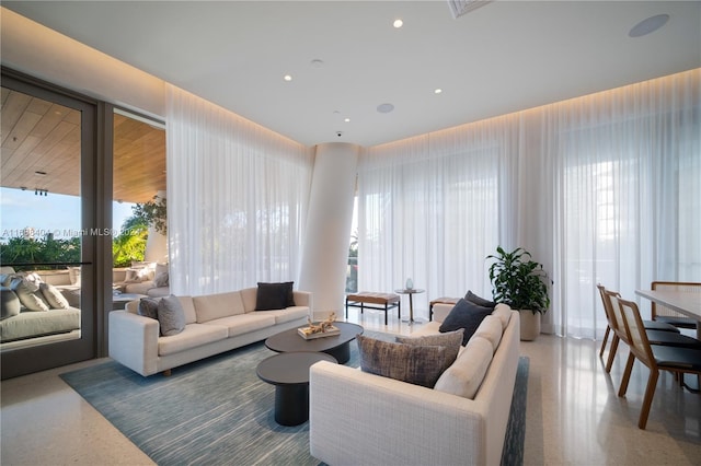 living room featuring plenty of natural light