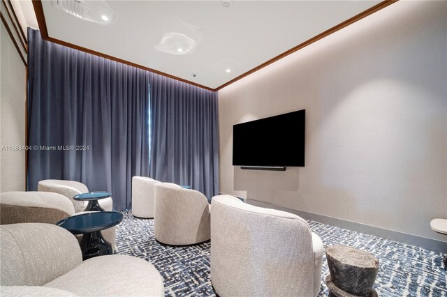 2655 S Bayshore Dr Unit 1602, Coconut Grove, FL 33133 - home theater featuring crown molding