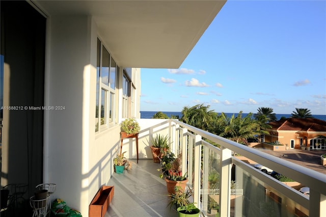 balcony with a water view