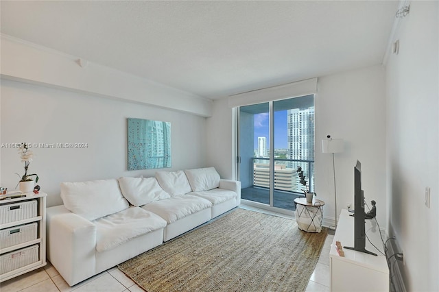 view of tiled living room