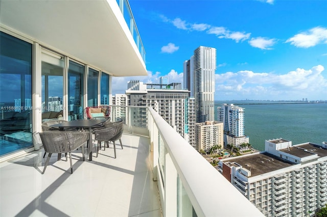 balcony with a water view