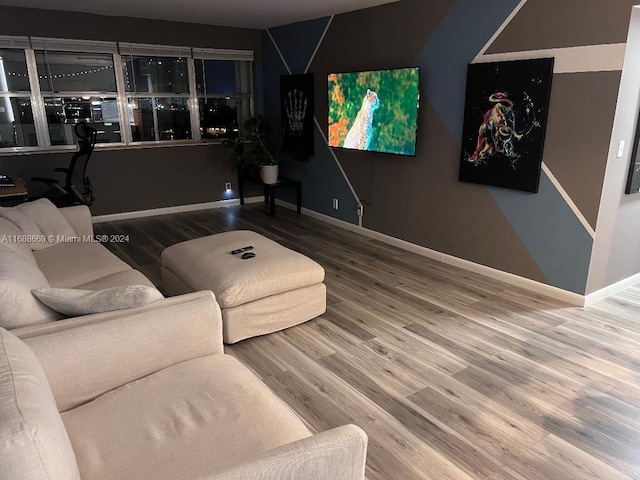 living room with wood-type flooring