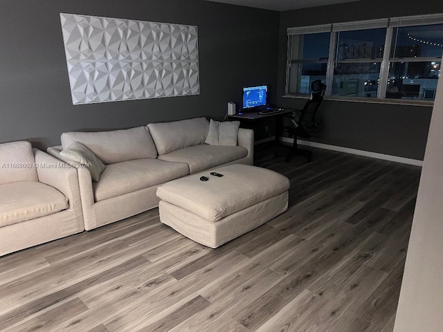 living room with wood-type flooring