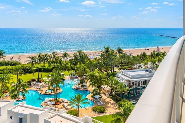 property view of water with a beach view