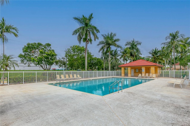 view of pool featuring a patio