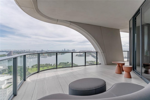 balcony with a water view