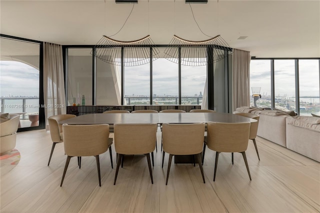 dining room featuring expansive windows