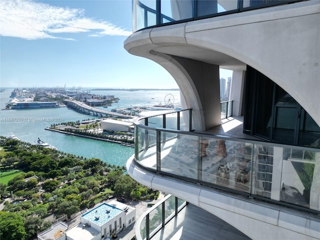 balcony with a water view