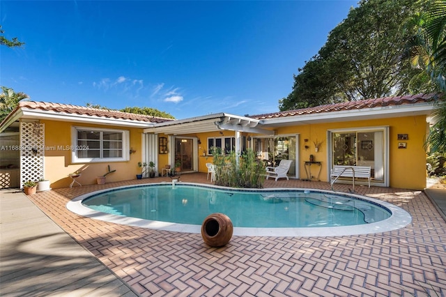 view of swimming pool with a patio