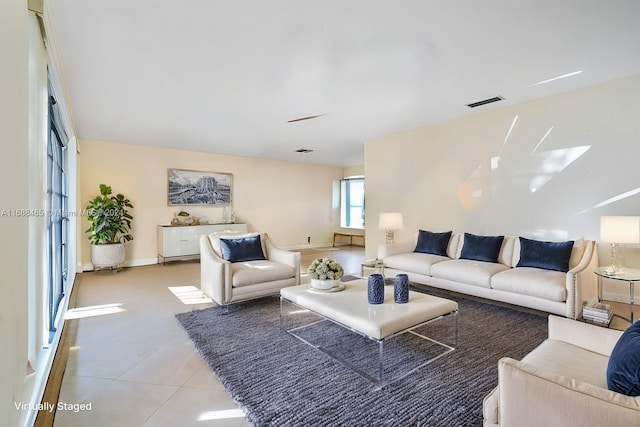 view of tiled living room