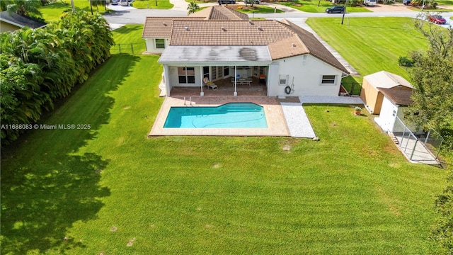 exterior space featuring a yard and a patio