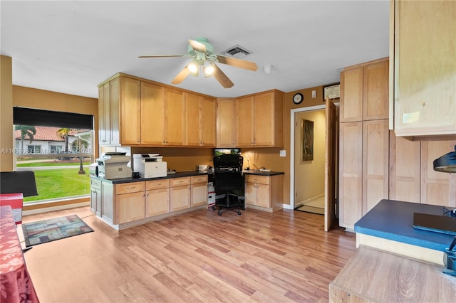 2940 SW 155th Ln, Davie, FL 33331 - office with light wood-style floors, ceiling fan, and built in desk