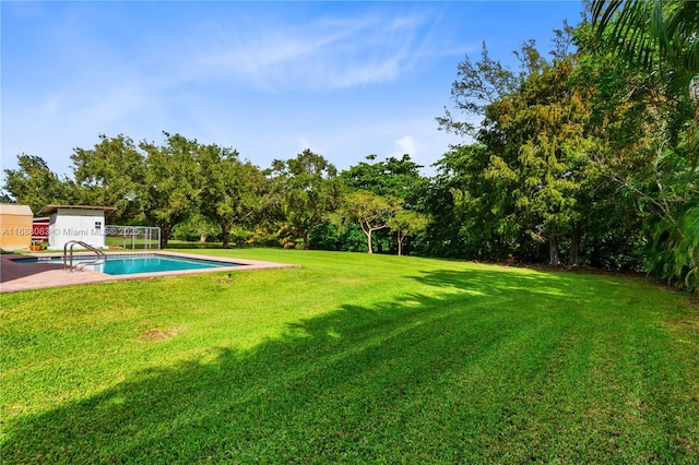 2940 SW 155th Ln, Davie, FL 33331 - view of green lawn with an outdoor pool and view of wooded area