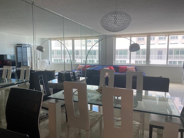 dining area featuring a textured ceiling