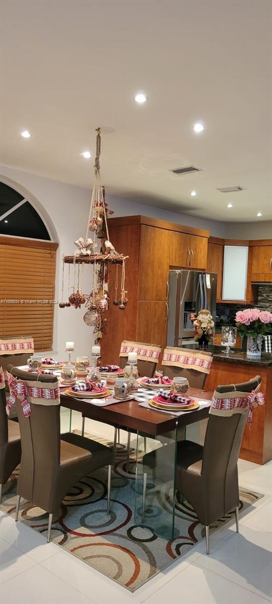 view of tiled dining area