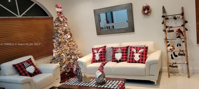 view of tiled living room