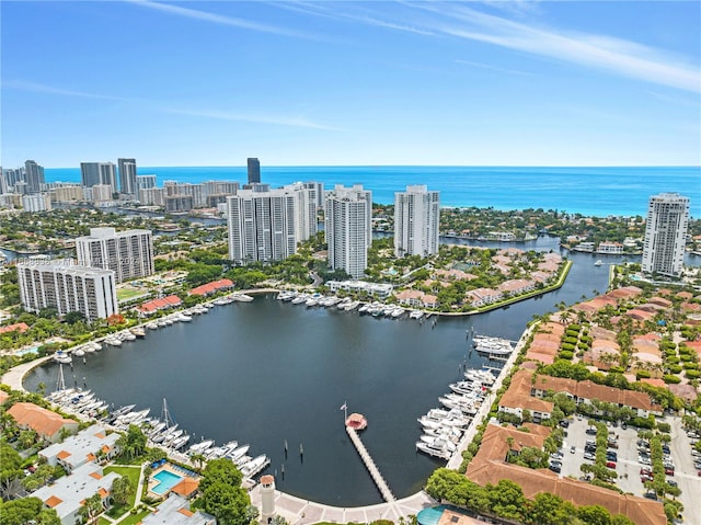 bird's eye view featuring a water view