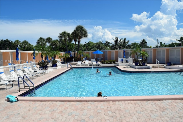 view of pool featuring a patio