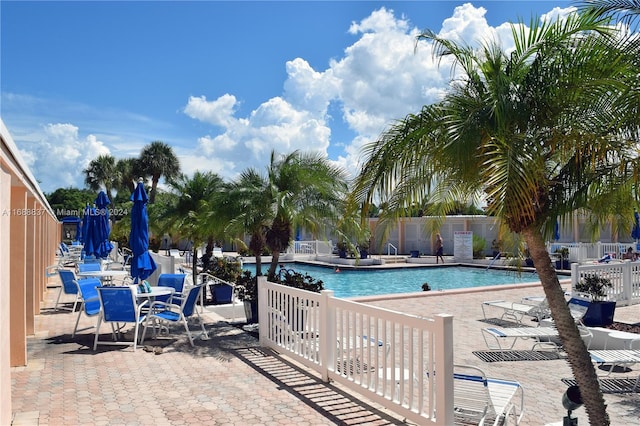 view of pool featuring a patio area