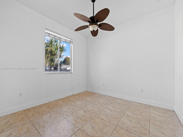 unfurnished room featuring light tile patterned floors and ceiling fan