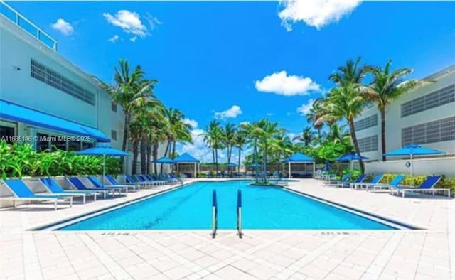 view of pool featuring a patio