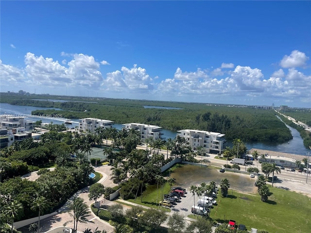 bird's eye view featuring a water view