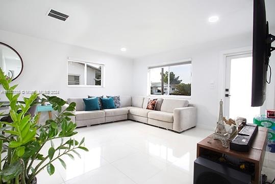 view of tiled living room