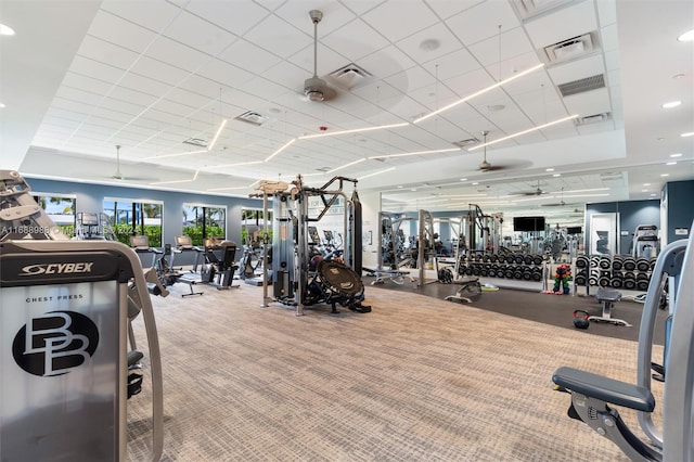 gym featuring carpet flooring