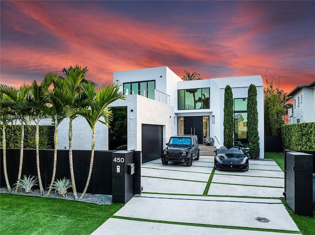 contemporary home featuring a balcony