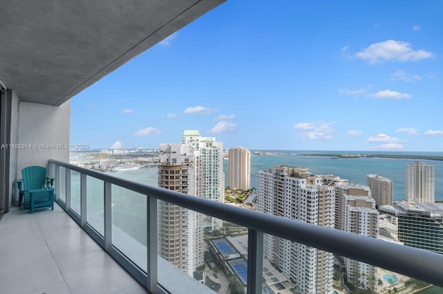 balcony with a water view