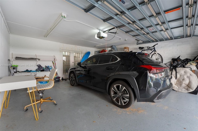 garage with a garage door opener