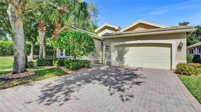 view of front of house with a garage