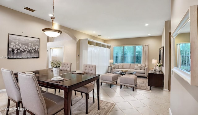 view of tiled dining area