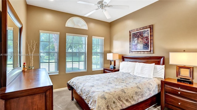 bedroom with carpet and ceiling fan