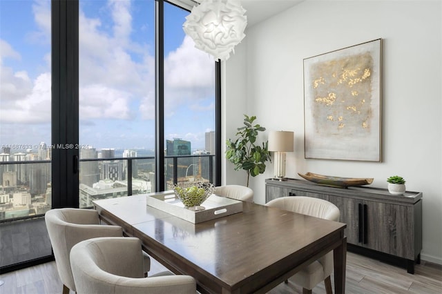 dining room with plenty of natural light and light wood-type flooring