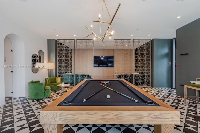 game room with billiards