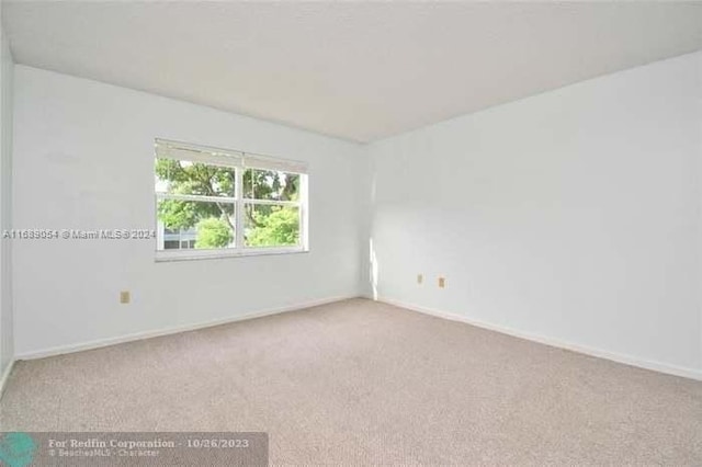 spare room featuring light carpet