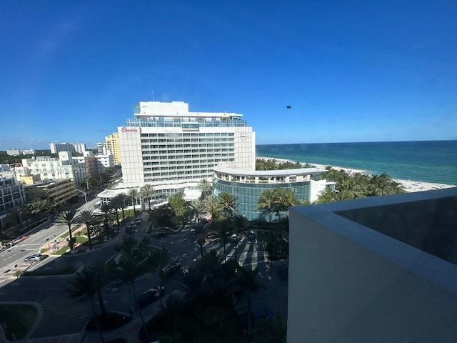 property view of water with a beach view