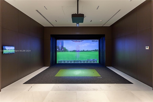 playroom featuring golf simulator