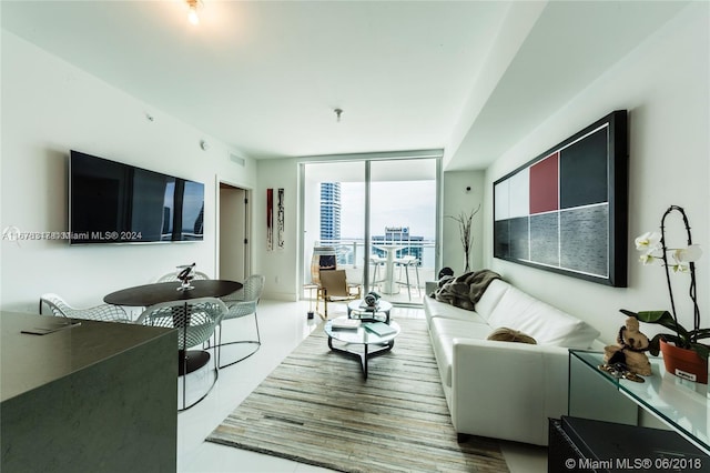 living room featuring expansive windows