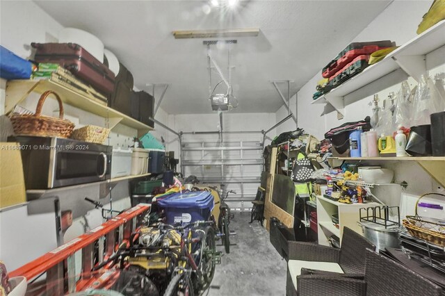 garage with a garage door opener