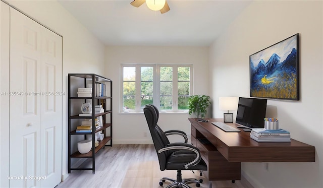 837 El Rado St, Coral Gables, FL 33134 - office space featuring light wood-type flooring, baseboards, and ceiling fan