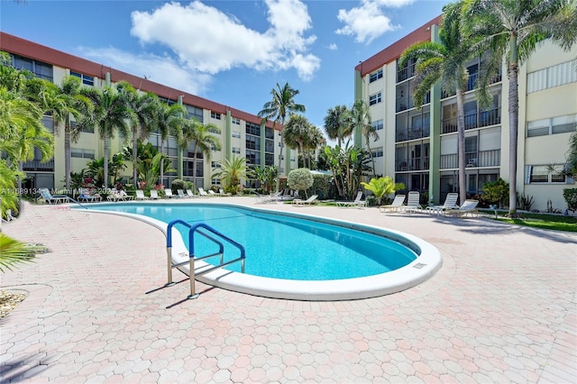 view of pool featuring a patio area