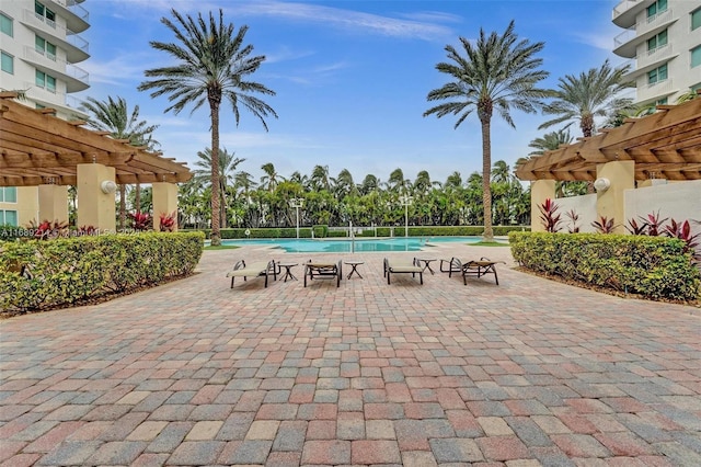 view of pool with a pergola