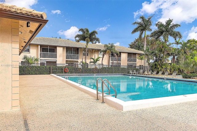 view of swimming pool with a patio area