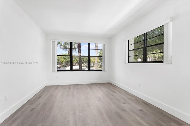 spare room featuring light hardwood / wood-style flooring