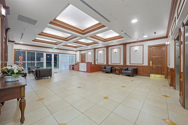 2665 SW 37th Ave Unit 202, Miami, FL 33133 - building lobby featuring crown molding and coffered ceiling